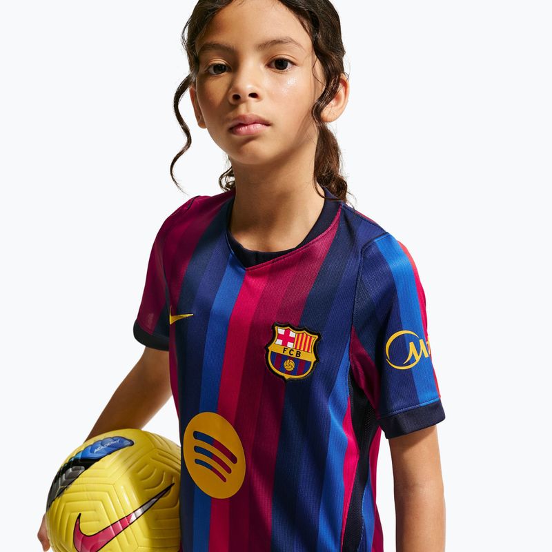 Детска футболна тениска Nike FC Barcelona Dri-Fit Stadium Home deep garnet/blue void/mineral yellow 8