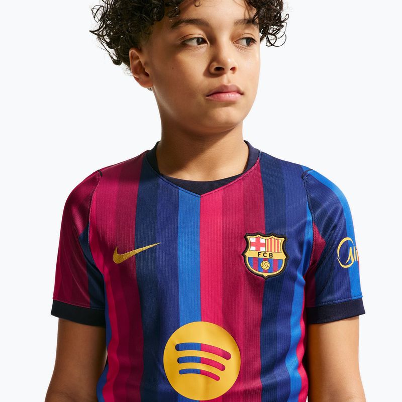 Детска футболна тениска Nike FC Barcelona Dri-Fit Stadium Home deep garnet/blue void/mineral yellow 9
