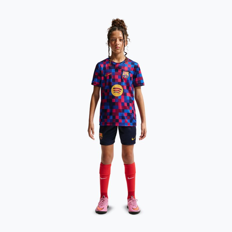 Детска футболна тениска Nike FC Barcelona Dri-Fit Pre-Match noble red/mineral yellow 2