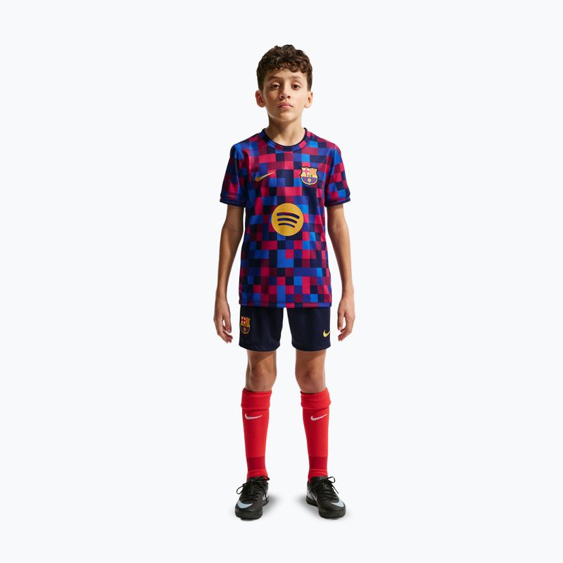 Детска футболна тениска Nike FC Barcelona Dri-Fit Pre-Match noble red/mineral yellow 3