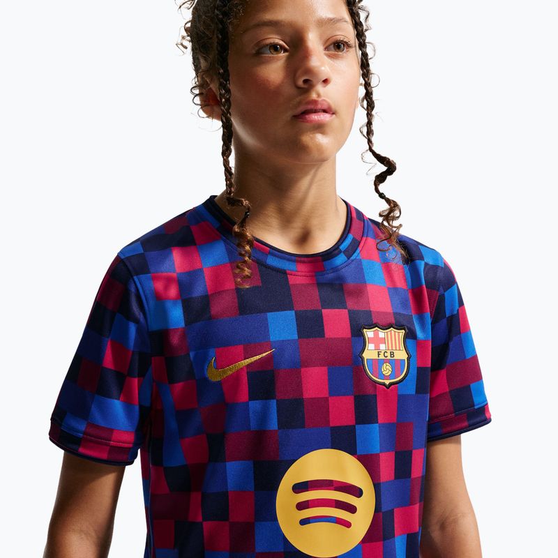Детска футболна тениска Nike FC Barcelona Dri-Fit Pre-Match noble red/mineral yellow 4