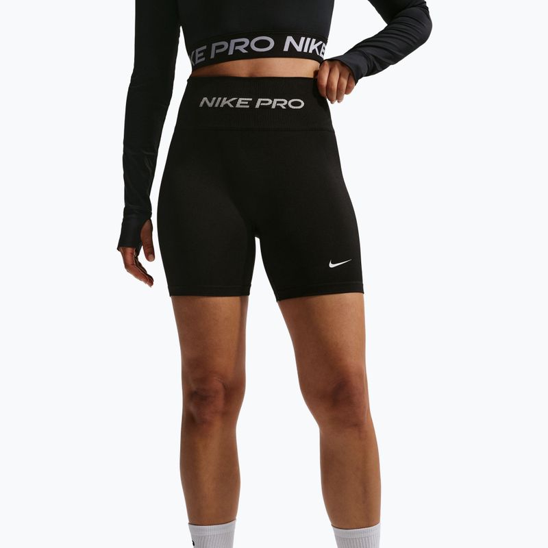 Дамски тренировъчни шорти Nike Pro Seamless High Waisted Biker 5" black/white 5