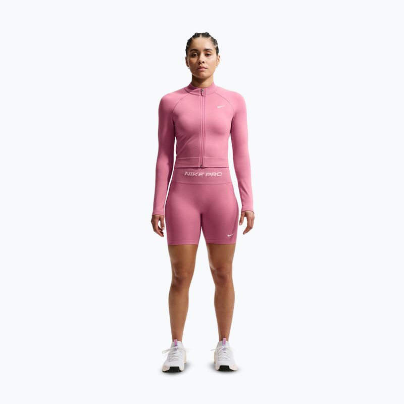 Дамски тренировъчни шорти Nike Pro Seamless High Waisted Biker 5" peony/white 2