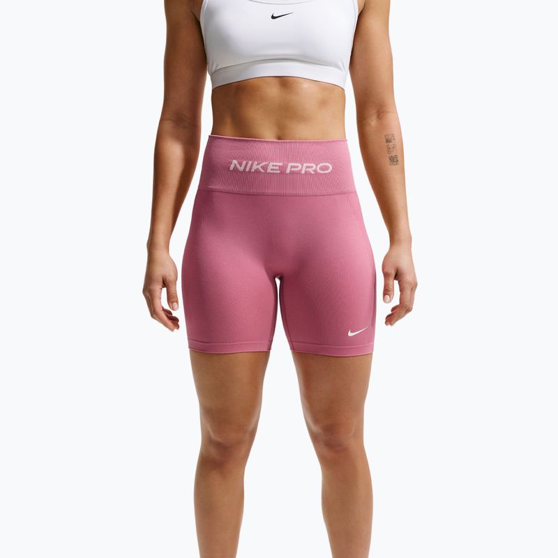Дамски тренировъчни шорти Nike Pro Seamless High Waisted Biker 5" peony/white 5