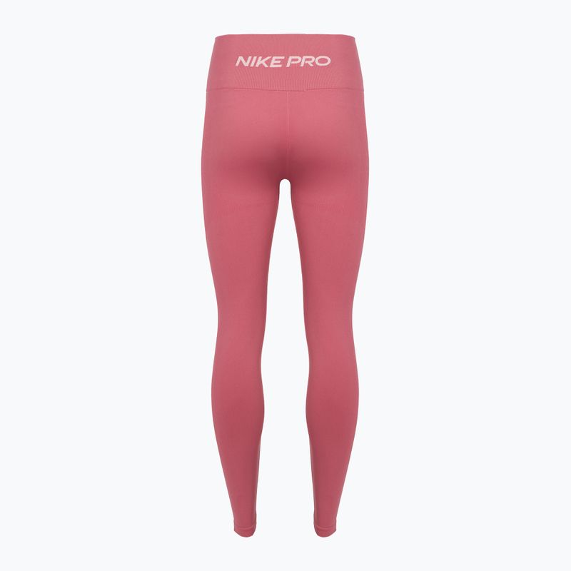 Дамски клинове Nike Pro Seamless в цвят розова божур/бял 2