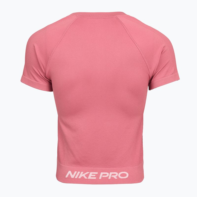 Дамска тренировъчна тениска Nike Pro Seamless Dri-Fit peony/white 2