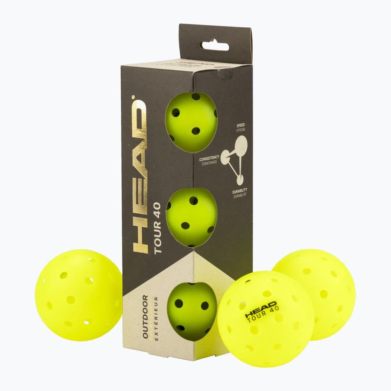 Топки за пикълбол HEAD Tour 40 Pickleball yellow