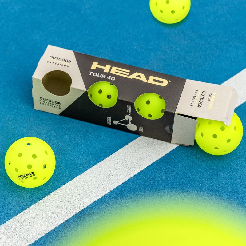 Топки за пикълбол HEAD Tour 40 Pickleball yellow 3