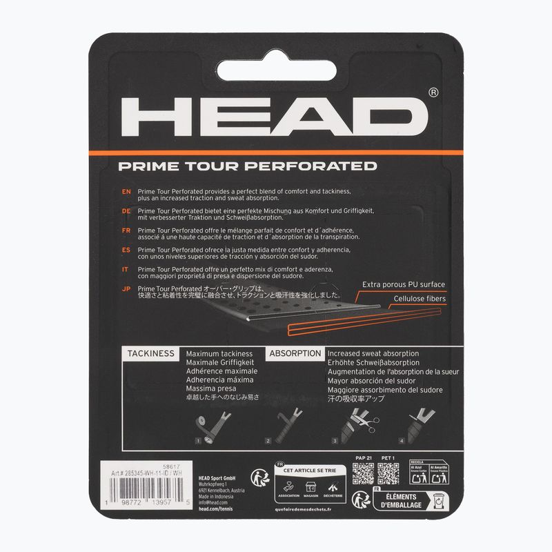 Грип за тенис ракета HEAD Prime Tour Perforated, 3 бр. white 2