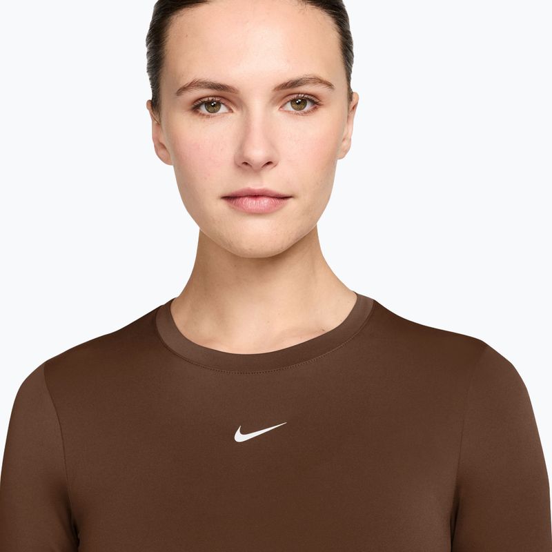 Дамска блуза с дълъг ръкав за  тренировка Nike One Fitted cacao wow/white 3
