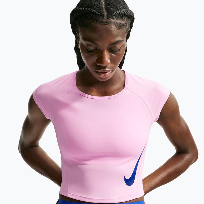 Дамска тениска за бягане Nike Tempo Swoosh Run Dri-Fit pink rise/pink rise/old royal
