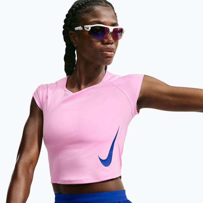 Дамска тениска за бягане Nike Tempo Swoosh Run Dri-Fit pink rise/pink rise/old royal 4