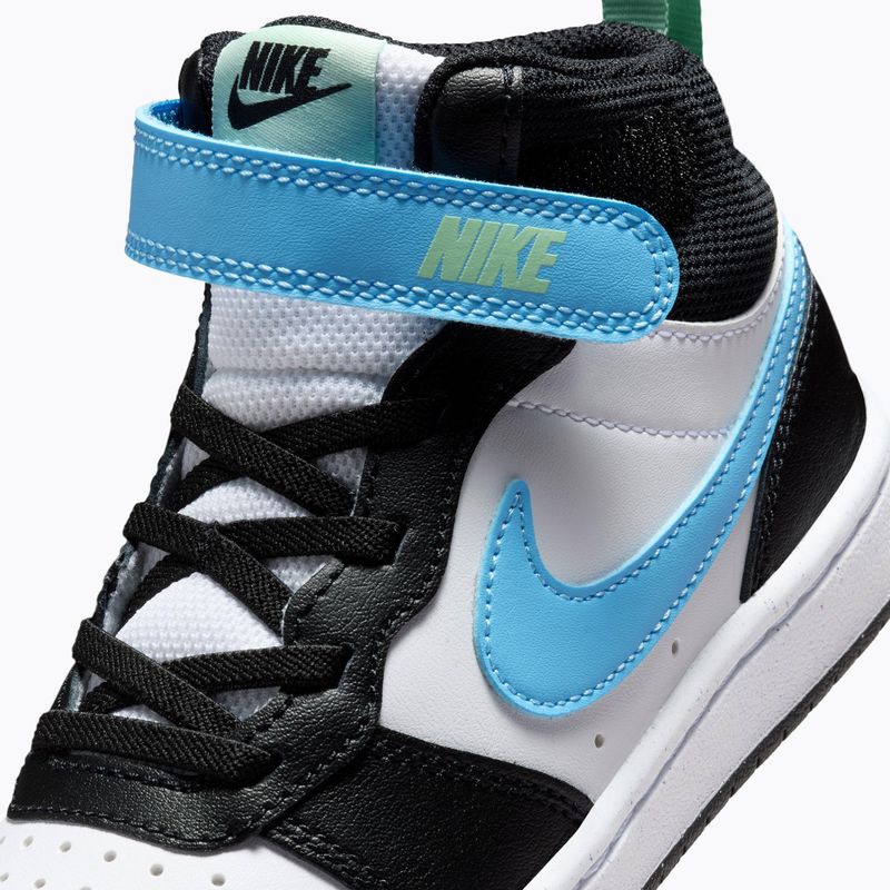 Детски обувки Nike Court Borough Mid 2 white/black/arctic green/football blue 5