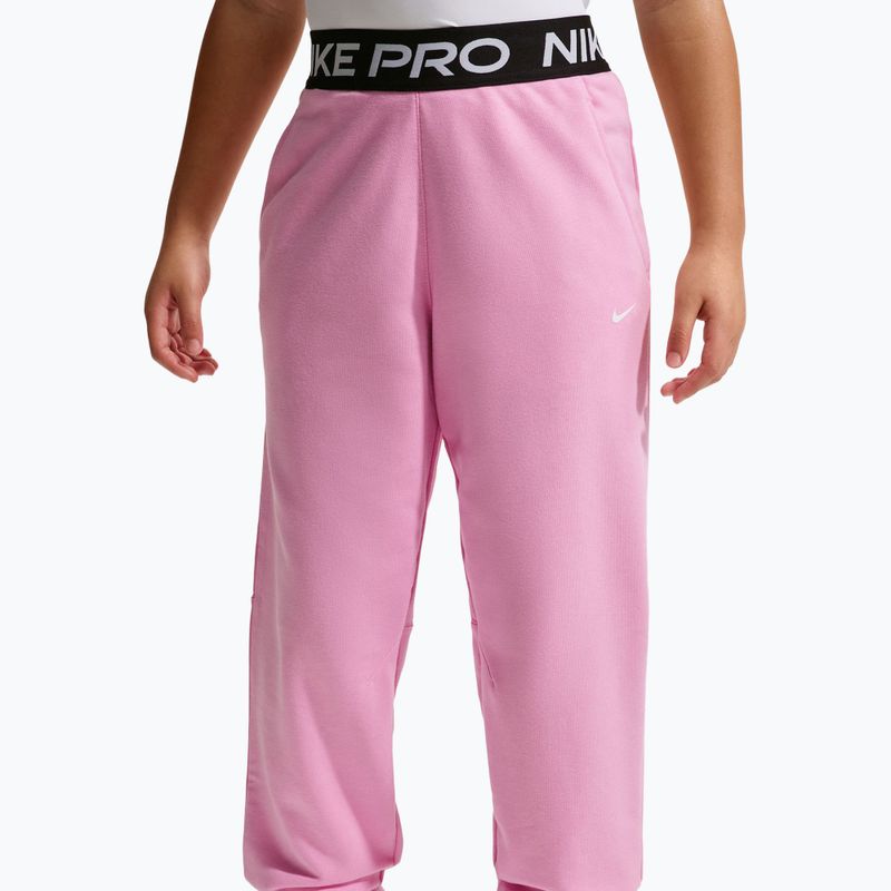 Детски панталони Nike Pro Fleece pink rise/pink rise/black/white 3
