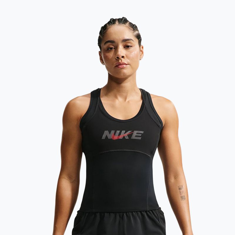 Дамска тренировъчна тениска Nike One black/black/university red/white