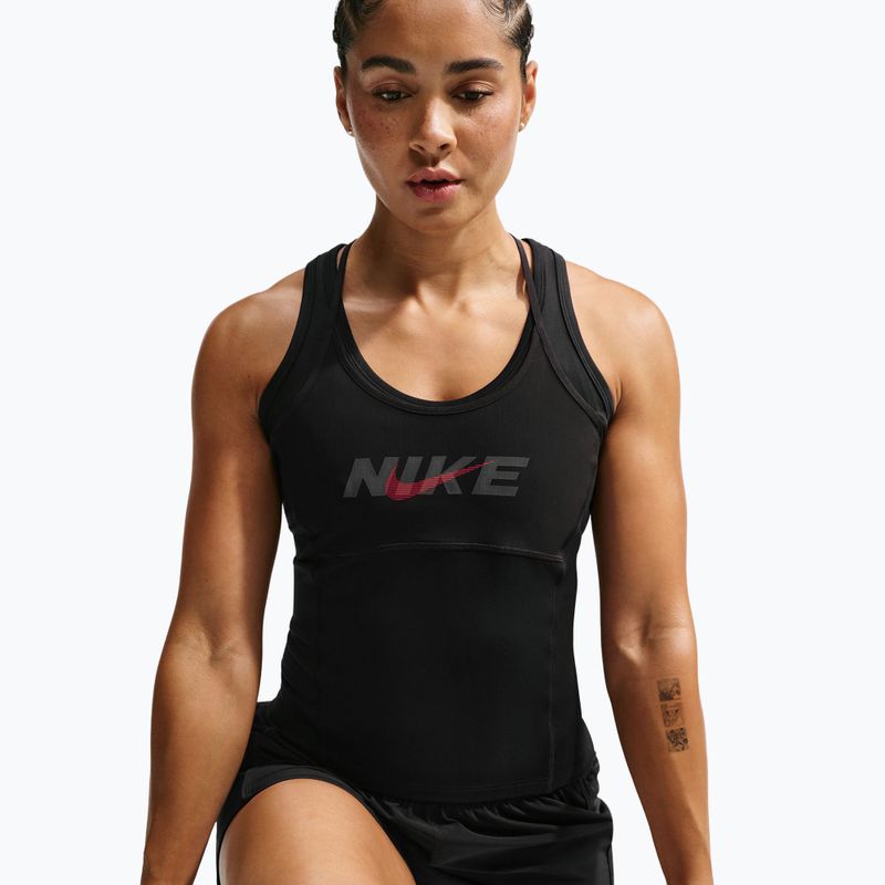 Дамска тренировъчна тениска Nike One black/black/university red/white 3