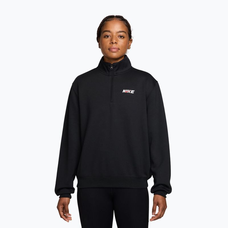 Дамски суитшърт за тренировка Nike Studio Fleece Sport black/university red/white