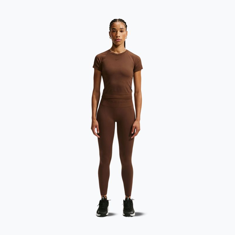 Дамска тренировъчна тениска Nike Pro Seamless Dri-Fit SS cacao wow 2