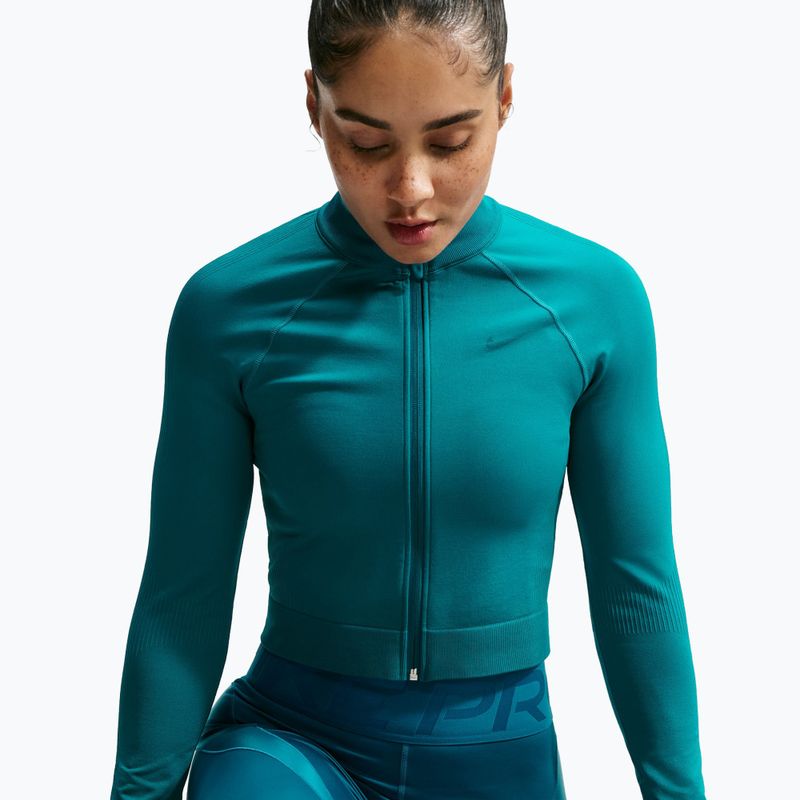 Дамски суитшърт за тренировка Nike Pro Seamless Full Zip Top bright spruce 4