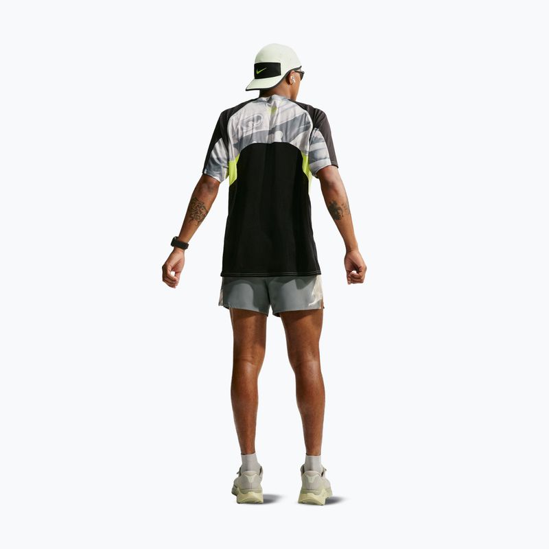 Мъжка тениска за бягане Nike Dri-FIT Printed SS smoke grey/black/light lemon twist 3