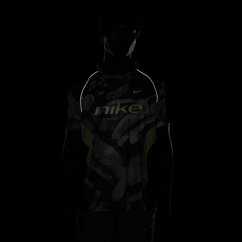 Мъжка тениска за бягане Nike Dri-FIT Printed SS smoke grey/black/light lemon twist 7