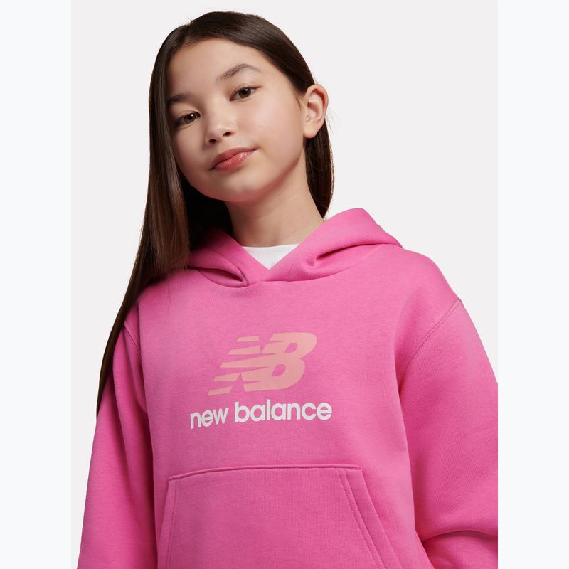 Детски суитшърт New Balance FT Stacked Logo Hoodie pink satin 5