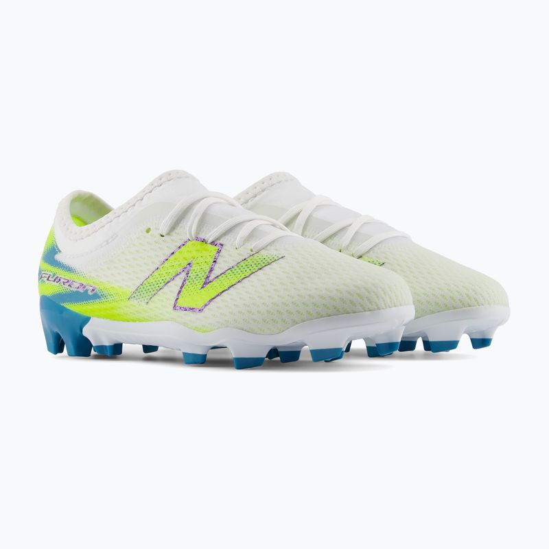 Детски футболни обувки New Balance Furon Team V9 FG white/alkaline green 4
