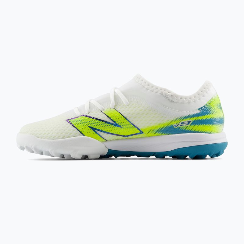 Детски футболни обувки New Balance Furon Team V9 TF white/alkaline green 2