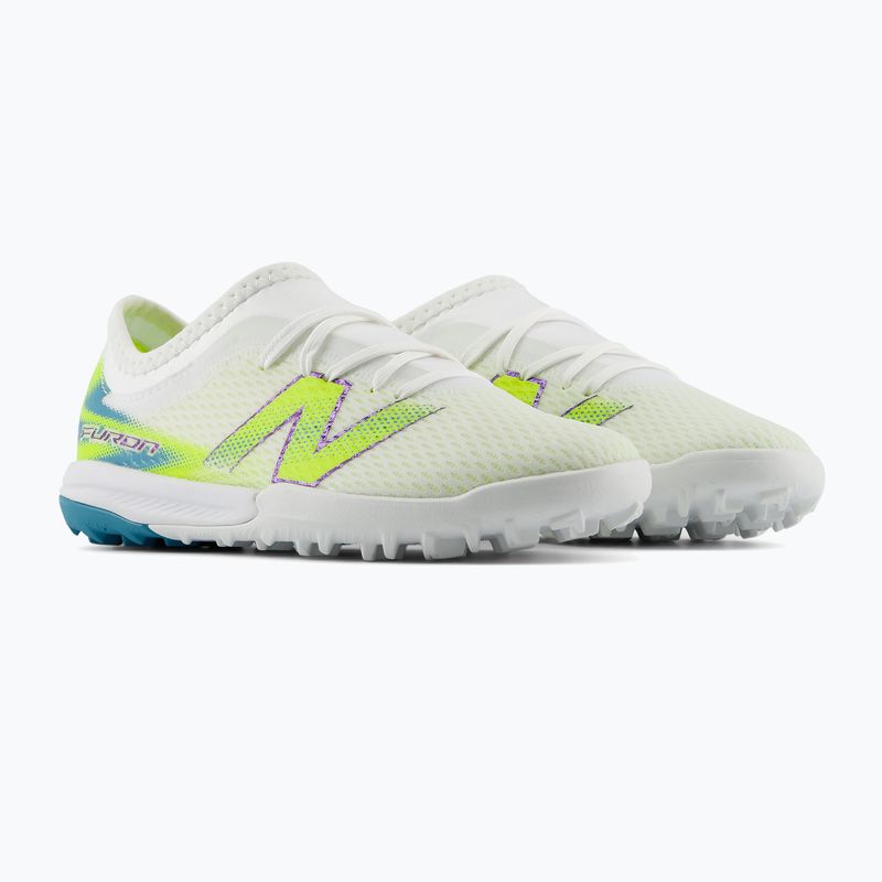 Детски футболни обувки New Balance Furon Team V9 TF white/alkaline green 3