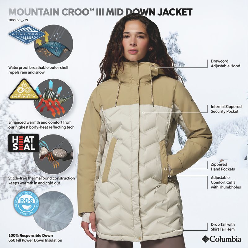 Дамско пухено яке Columbia Mountain Croo III Mid Down dark stone/beach 11