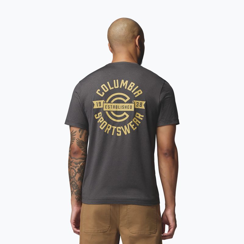 Мъжка тениска Columbia Parsons Point SS Back Graphic Tee black heather blocky banner button 3