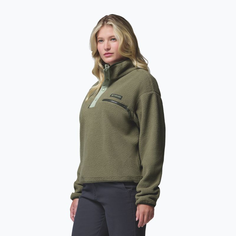 Дамски поларен суитшърт Columbia Helvetia II Cropped Half Snap Fleece stone green/safari 4