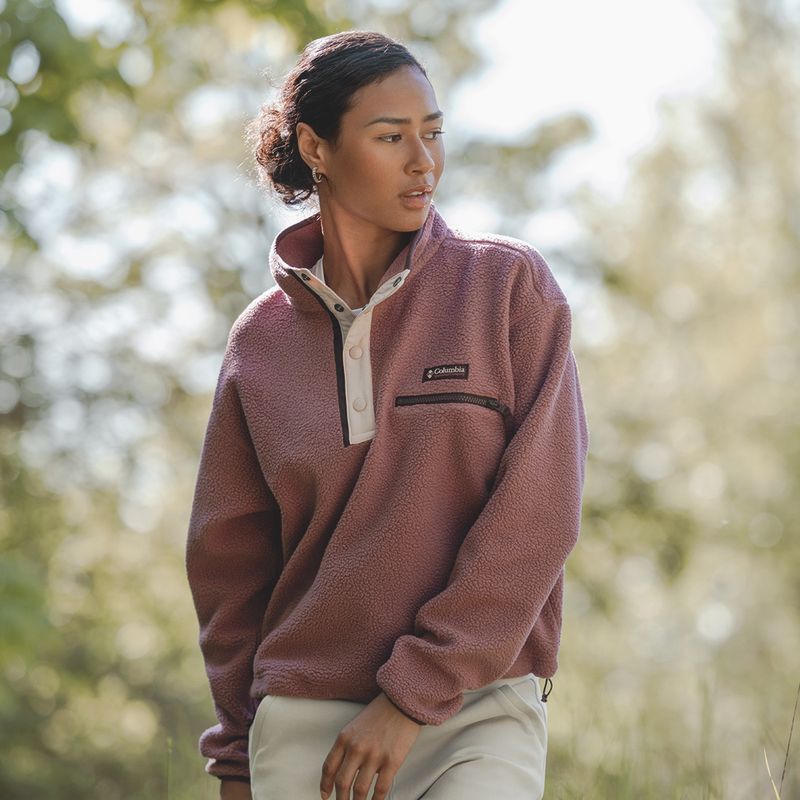 Дамски поларен суитшърт Columbia Helvetia II Cropped Half Snap Fleece antique mauve/mineral pink 8