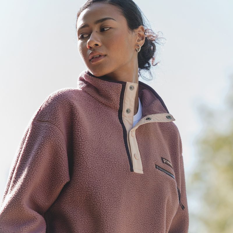 Дамски поларен суитшърт Columbia Helvetia II Cropped Half Snap Fleece antique mauve/mineral pink 9