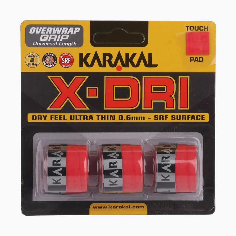 Грип за скуош ракета Karakal X-Dri Grip 3 бр. red