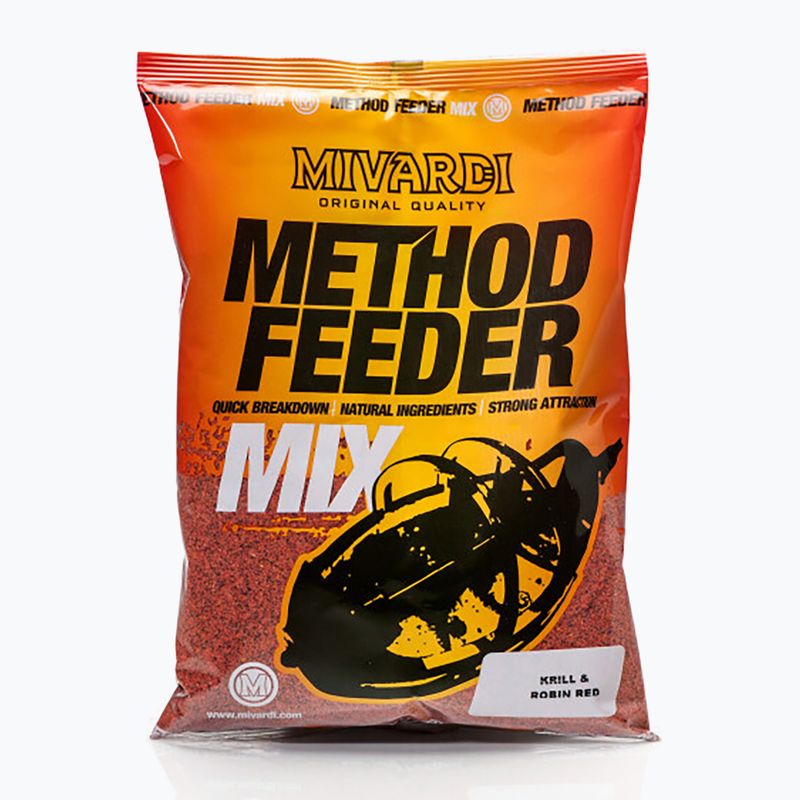 Захранка за риболов  MIVARDI Method Feeder Mix Krill & Robin Red 1 kg