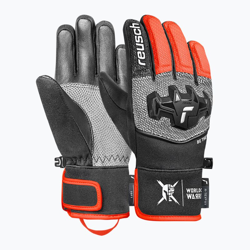 Детски скиорски ръкавици Reusch Worldcup Warrior R-Tex XT Junior black/silver/fluo red 2