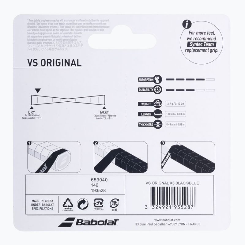 Грипове за тенис ракета Babolat Vs Original 3 бр. black/fluo yellow 2
