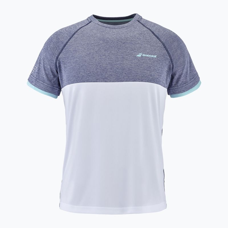Мъжка тениска за тенис Babolat Play Crew Neck бяло и синьо 3MTE011