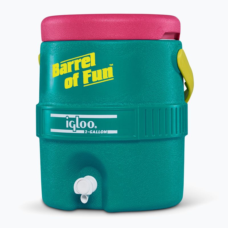 Резервоар за вода Igloo Retro Barrel Of Fun 2 Gallon 7,6 литра тъмен нефрит/синьо пурпурно/живописно жълто 3