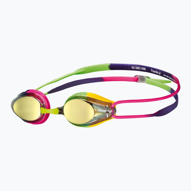 Детски очила за плуване arena Tracks JR Mirror blue yellow violet/fuchsia/green