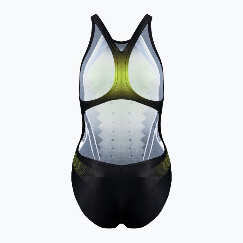 Дамски бански костюм от една част arena One Placed Print One Piece black and yellow 001191 2