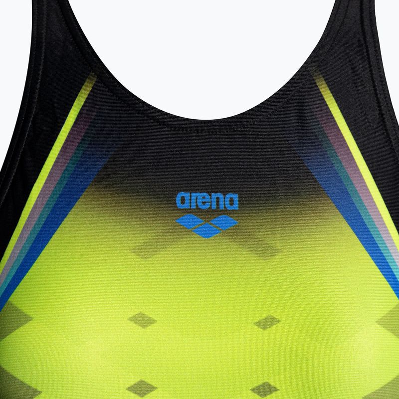 Дамски бански костюм от една част arena One Placed Print One Piece black and yellow 001191 3