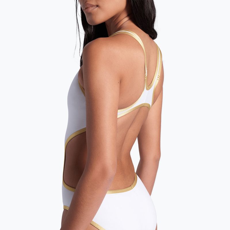 Дамски цял костюм за плуване Arena One Biglogo One Piece white/gold 10