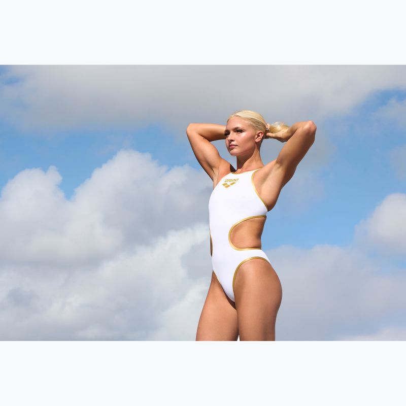 Дамски цял костюм за плуване Arena One Biglogo One Piece white/gold 11