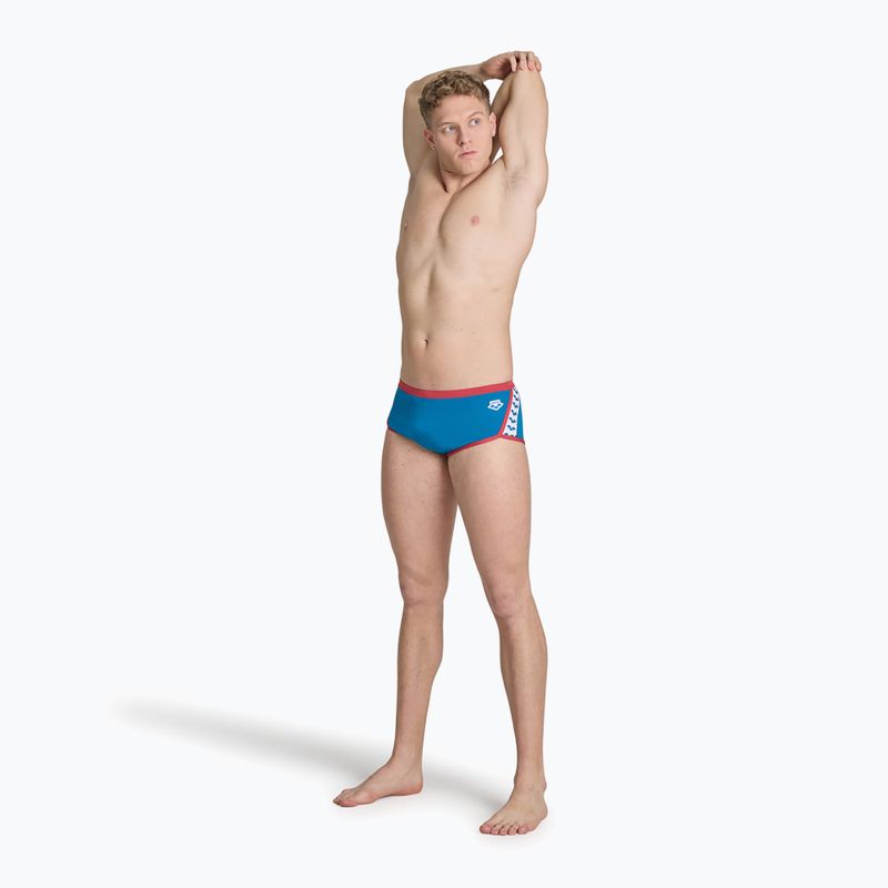 Мъжки боксерки за плуване Arena Icons Swim Low Waist Short Solid blue cosmo/astro red 4