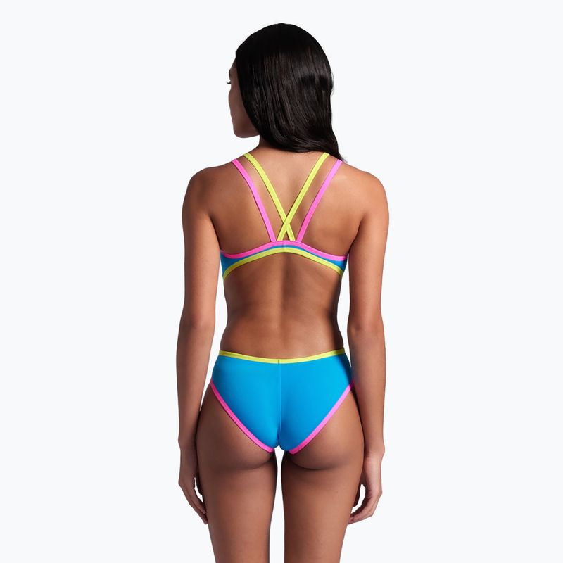 Дамски бански костюм от една част arena One Double Cross Back One Piece turquoise/fluo pink/soft green 8