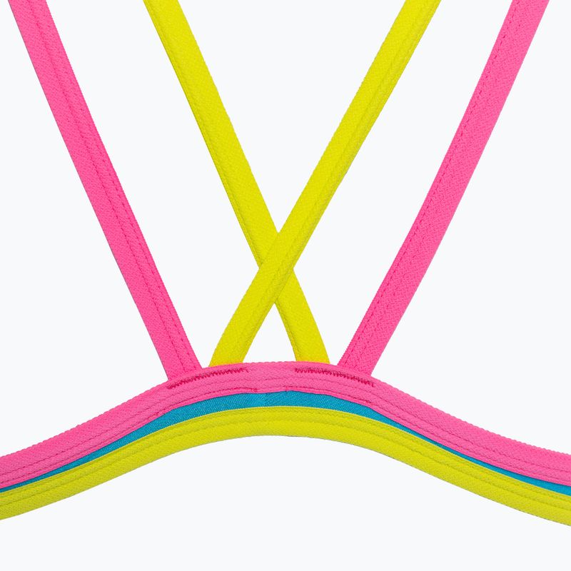 Дамски бански костюм от една част arena One Double Cross Back One Piece turquoise/fluo pink/soft green 5