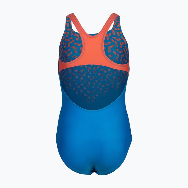 Дамски бански костюм от една част arena Kikko V Swim Pro Back blue china/calypso coral 3
