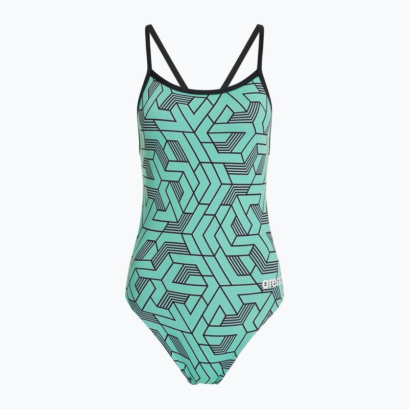 Дамски бански костюм от една част arena Escape Challenge Back black/water blue multi
